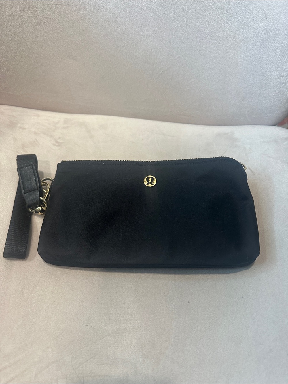 lululemon athletica Black Wristlet Clutch with Gold Logo